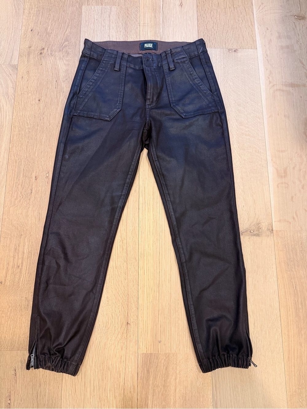 Paige Coated Jogger Pants Brown Size